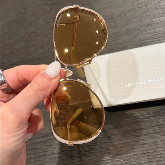Michael Kors Gold-Tinted Aviator Sunglasses - Picture 2 of 5